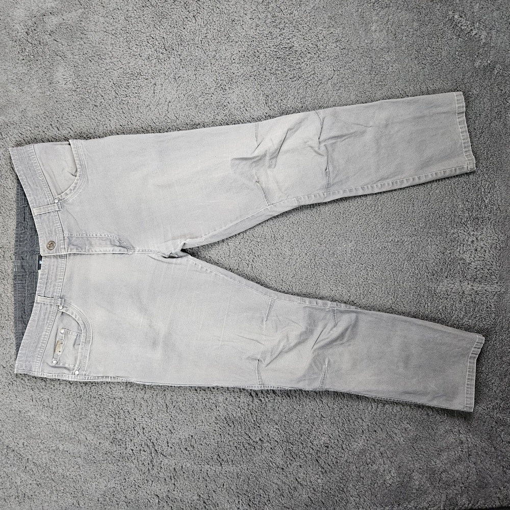 Kuhl Kanvus Jean Mens 40x32 Light‎ Grey PatinaDye 5Pocket Button Casual Rugged